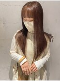 【中澤彩乃】ピンクラベンダーベージュ前髪ワイドバングぱっつん