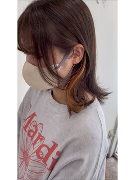 シルエット 美容室 インナーカラー　オレンジブラウン　八戸20代30代40代