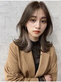 韓国ヘアーハッシュカットレイヤーカットグレージュブリーチ無し