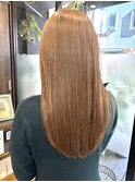 ロングショートワンカールパーマカーキグレージュ前髪錦糸町