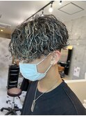 メッシュハイライトスパイラルパーマツイストパーマツーブロック