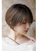 大人可愛い20代30代40代黒髪前下がりショートボブ丸みショート◎