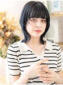ぱっつん前髪大人ガーリーミディアムウルフh3上尾20代30代40代