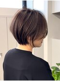 ハイライト白髪ぼかしダブルカラーインナーカラーショートボブ