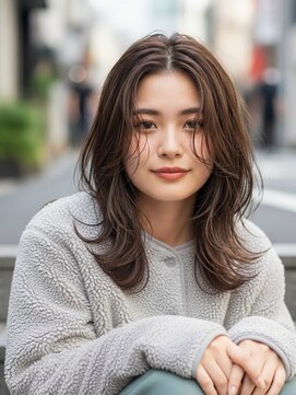 リル バイ フレイムス 川口(Lilou by Frames) セミロング20代30代ストレートレイヤー前髪あり前髪なし