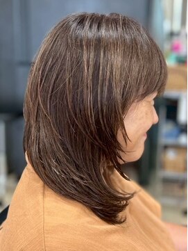 ヘアークリアー 春日部 ミセス セミロング×フェイスレイヤー 顔周りカット