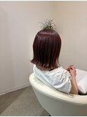 暖色カラー　ボルドーカラー　ブリーチ無し　レッドカラー