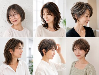ビーワールド(B WORLD)の写真/白髪ぼかしと髪質改善で叶える、大人女性のナチュラルショートボブ◎藤枝で似合わせを追求！☆