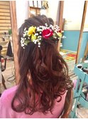 浴衣袴に生花かすみ草アレンジ【ヘアアレンジ　立川/立川南口】