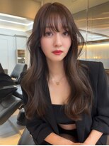 ロングレイヤー_美髪ピンクブラウン切りっぱなしボブ