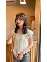 ヘアデザイン ソラ(Sola)&nbsp;くびれ巻きミディ小顔フェイスレイヤー×透け感オリーブベージュ