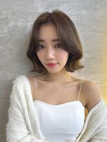 ロンドガーネット 池袋(Lond garnet)&nbsp;イメチェン外ハネボブ美髪ワイドバングミディアム縮毛矯正ボブ