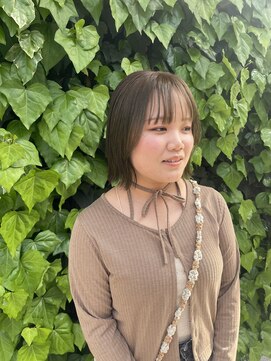 グレイス ヘアドレッシング(grace hair dressing) ぱつっとボブ/顔まわりカット×赤み消し透明感オリーブカラー