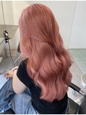 渋谷ピンクベージュカラーペールピンクカラー顔周りレイヤー30代