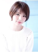 [shiomi H]斜めバング×くびれショート×透明感ブラウンカラー
