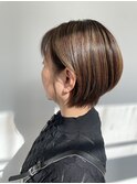 大人ショート白髪ぼかし