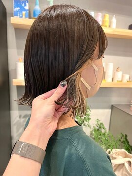 ホーム(HOME) ブリーチインナーカラーイエローカラー前髪カットトリートメント