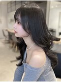 韓国レイヤーカット 顔まわり おくれ毛フェザーバング