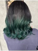グレージュ/グリーン/グラデーションカラー/ケアブリーチ