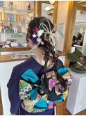 成人式ヘアアレンジ編みおろしツインポニー