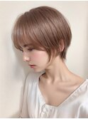 大人女性◆艶レイヤー前髪ピンクベージュ 髪質改善 縮毛矯正