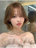 イメチェンショート外ハネボブ美髪ブルーブラック暗めカラー