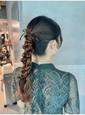 【ツインポニーテール】結婚式/銀座/ヘアセット/アレンジ