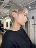 大人ショート/耳かけショート/ベージュカラー/堀江美容室