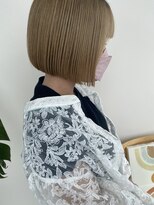 シェル 津山の手店(shel) ミニボブ艶髪透明感カラーオリーブ