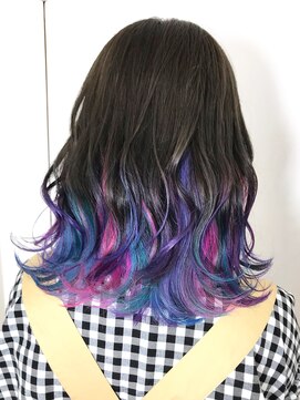 ディーカヘアーセンダイ(Di KA HAIR sendai) グレージュ × ユニコーンカラー × セミディ