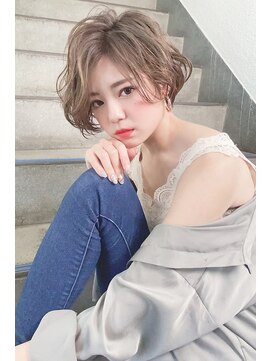 ジーナ 船橋(Zina) 小顔セミウェットウェーブピンクベージュハイライトカラー