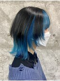 □デザインカラーレイヤーカットウエットヘアオリーブベージュ