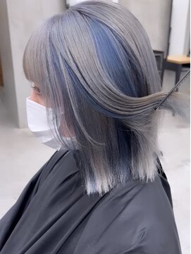 キラ 原宿(KILLA) 黒髪グレーベージュレイヤーロング前髪パーマブルージュ韓国ヘア