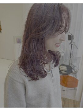 ハイブ 金沢(Hive) レイヤーカット顔周りカットピンクブラウンミディアム10代20代