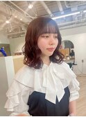 ミディアム顔周りレイヤーおくれ毛前髪万代新潟
