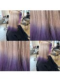 シルバーベージュ/ラベンダー/バイオレット/裾カラー/ブリーチ