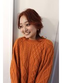 ケアブリーチハイトーンオレンジベージュカラーウルフカット