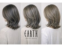 アース 大分セントポルタ店(HAIR&MAKE EARTH)の雰囲気（ハイライト×白髪染めで立体感アップ！ダメージを抑えたカラー◎）