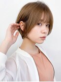 髪質改善ショートボブ×ベージュ｜ブリーチなしカラー