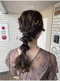 編みおろし　玉ねぎヘア　金箔