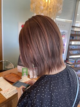 ヘアラウンジ アングゥ(hair lounge ungu) くびれボブ×ピンクベージュ