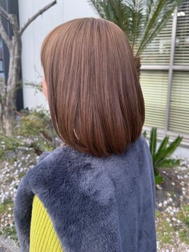 ナカオコアフュール(NAKAO COIFFURE) オレンジブラウン デザインカラー ミディアムボブ ストレート