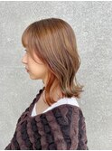 外はねボブ/インナーオレンジ/アッシュ