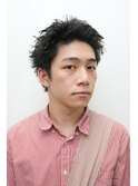 メンズカットアップバングスパイキーショートブルーブラック0605