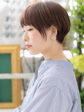 カバーヘアアンドスパ ブリス 浦和(COVER HAIR&SPA bliss) ピンクブラウン艶カラー前下がりマッシュボブA1浦和20代30代40代