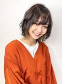 外ハネインナーカラー大人かわいいショートボブウルフ