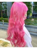 ロングヘア／ピンクカラー／ピンクヘア/マゼンタピンク