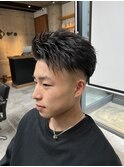 リバースアップバング短髪黒髪フェード