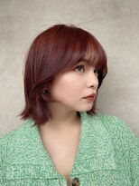 レイヤーボブ＃艶やか上品ショコラレッド＃＃外ハネボブ