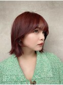 レイヤーボブ#艶やか上品ショコラレッド##外ハネボブ